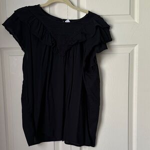 Old Navy Black Ruffle Blouse